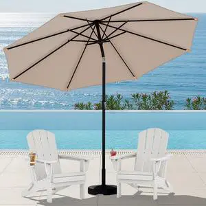 Folding Adirondack Chair Set of 2 with 9Ft Umbrella, HDPE Adirondack Chairs with Adjustable Recline Positions, White (Umbrella Base is not Included) Folding Adirondack Chair Set of 2 with 9Ft Umbrella, HDPE Adirondack Chairs with Adjustable Recline Positions, White (Umbrella Base is not Included)