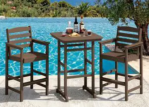 HDPE Outdoor Patio Bar Set, Tall Adirondack Bar Chair and Table Set (Coffee, 3 pcs) HDPE Outdoor Patio Bar Set, Tall Adirondack Bar Chair and Table Set (Coffee, 3 pcs)