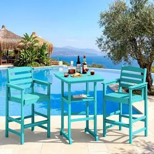 Balcony Adirondack Chairs and Table 3 Pieces Set, Oversize Adirondack Bar Height Chairs Set of 2 and Bar Table, Outdoor Bar Stools Set, Aruba Balcony Adirondack Chairs and Table 3 Pieces Set, Oversize Adirondack Bar Height Chairs Set of 2 and Bar Table, Outdoor Bar Stools Set, Aruba