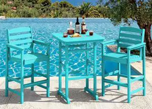 Balcony Adirondack Chairs and Table 3 Pieces Set, Adirondack Bar Height Chairs Set of 2 and Bar Table, Outdoor Bar Stools Set for Bistro, Poolside, Backyard, Aruba Balcony Adirondack Chairs and Table 3 Pieces Set, Adirondack Bar Height Chairs Set of 2 and Bar Table, Outdoor Bar Stools Set for Bistro, Poolside, Backyard, Aruba