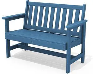 Outdoor Bench, HDPE Outdoor Benches Weatherproof, 2-Person Garden Bench with 660 lbs Weight Capacity, Patio Benches for Outdoors, Garden, Porch, Backyard and Park, Navy Blue Outdoor Bench, HDPE Outdoor Benches Weatherproof, 2-Person Garden Bench with 660 lbs Weight Capacity, Patio Benches for Outdoors, Garden, Porch, Backyard and Park, Navy Blue