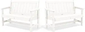 Outdoor Bench, HDPE Outdoor Benches Weatherproof, 2-Person Garden Bench with 660 lbs Weight Capacity, Patio Benches for Outdoors, Garden, Porch, Backyard and Park, White, 2 Pack Outdoor Bench, HDPE Outdoor Benches Weatherproof, 2-Person Garden Bench with 660 lbs Weight Capacity, Patio Benches for Outdoors, Garden, Porch, Backyard and Park, White, 2 Pack