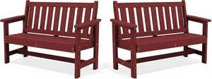 Outdoor Bench, HDPE Outdoor Benches Weatherproof, 2-Person Garden Bench with 660 lbs Weight Capacity, Patio Benches for Outdoors, Garden, Porch, Backyard and Park, Red, 2 Pack Outdoor Bench, HDPE Outdoor Benches Weatherproof, 2-Person Garden Bench with 660 lbs Weight Capacity, Patio Benches for Outdoors, Garden, Porch, Backyard and Park, Red, 2 Pack