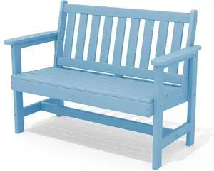 Outdoor Bench, HDPE Outdoor Benches Weatherproof, 2-Person Garden Bench with 660 lbs Weight Capacity, Patio Benches for Outdoors, Garden, Porch, Backyard and Park, Light Blue Outdoor Bench, HDPE Outdoor Benches Weatherproof, 2-Person Garden Bench with 660 lbs Weight Capacity, Patio Benches for Outdoors, Garden, Porch, Backyard and Park, Light Blue