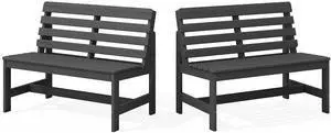 Outdoor Bench, All Weather HDPE Outdoor Benches, 2-Person Armless Porch Bench with 600 lbs Weight Capacity, Patio Benches for Outdoors, Porch, Park and Dining, Grey, 2 Pack Outdoor Bench, All Weather HDPE Outdoor Benches, 2-Person Armless Porch Bench with 600 lbs Weight Capacity, Patio Benches for Outdoors, Porch, Park and Dining, Grey, 2 Pack