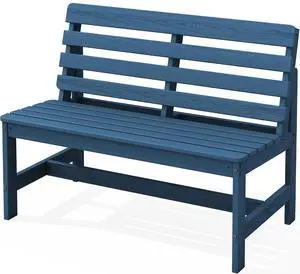 Outdoor Bench, All Weather HDPE Outdoor Benches, 2-Person Armless Porch Bench with 600 lbs Weight Capacity, Patio Benches for Outdoors, Porch, Park and Dining, Navy Outdoor Bench, All Weather HDPE Outdoor Benches, 2-Person Armless Porch Bench with 600 lbs Weight Capacity, Patio Benches for Outdoors, Porch, Park and Dining, Navy