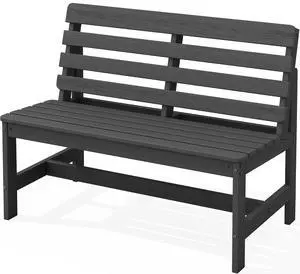 Outdoor Bench, All Weather HDPE Outdoor Benches, 2-Person Armless Porch Bench with 600 lbs Weight Capacity, Patio Benches for Outdoors, Porch, Park and Dining, Grey Outdoor Bench, All Weather HDPE Outdoor Benches, 2-Person Armless Porch Bench with 600 lbs Weight Capacity, Patio Benches for Outdoors, Porch, Park and Dining, Grey