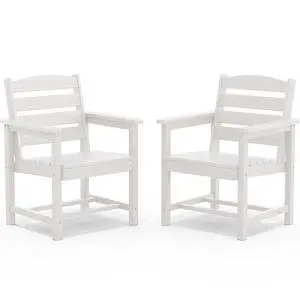 Outdoor Dining Chairs Set of 2, All-Weather HDPE Patio Chair with 19.7" Widened Seat, for Backyard, Garden, White Outdoor Dining Chairs Set of 2, All-Weather HDPE Patio Chair with 19.7" Widened Seat, for Backyard, Garden, White