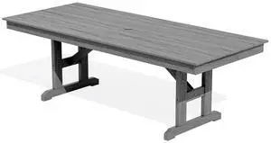 Outdoor Dining Table, 84" Rectangular Dining Table for 6-8 Person, All Weather HDPE Outdoor Furniture for Backyard, Garden, Gray Outdoor Dining Table, 84" Rectangular Dining Table for 6-8 Person, All Weather HDPE Outdoor Furniture for Backyard, Garden, Gray