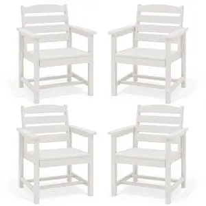 Outdoor Dining Chairs Set of 4, All-Weather HDPE Patio Dining Chair with 19.7" Widened Seat, for Backyard, Garden, White Outdoor Dining Chairs Set of 4, All-Weather HDPE Patio Dining Chair with 19.7" Widened Seat, for Backyard, Garden, White