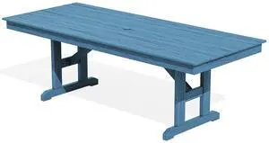 Outdoor Dining Table, 84" Rectangular Dining Table for 6-8 Person, All Weather HDPE Outdoor Furniture for Backyard, Garden, Blue Outdoor Dining Table, 84" Rectangular Dining Table for 6-8 Person, All Weather HDPE Outdoor Furniture for Backyard, Garden, Blue
