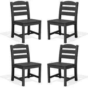 Outdoor Armless Dining Chairs Set of 4, All-Weather HDPE Patio Chair with 19.7" Widened Seat, for Backyard, Garden, Black Outdoor Armless Dining Chairs Set of 4, All-Weather HDPE Patio Chair with 19.7" Widened Seat, for Backyard, Garden, Black