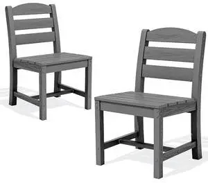 Outdoor Armless Dining Chairs Set of 2, All-Weather HDPE Patio Chair with 19.7" Widened Seat, for Backyard, Garden, Gray Outdoor Armless Dining Chairs Set of 2, All-Weather HDPE Patio Chair with 19.7" Widened Seat, for Backyard, Garden, Gray