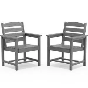 Outdoor Dining Chairs Set of 2, All-Weather HDPE Patio Chair with 19.7" Widened Seat, for Backyard, Garden, Gray Outdoor Dining Chairs Set of 2, All-Weather HDPE Patio Chair with 19.7" Widened Seat, for Backyard, Garden, Gray