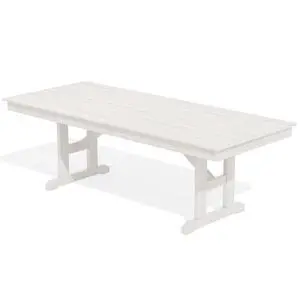 Outdoor Large HDPE Dining Table, 84" Rectangular Dining Table for 6-8 Person, All Weather HDPE Outdoor Furniture for Backyard, Garden, White Outdoor Large HDPE Dining Table, 84" Rectangular Dining Table for 6-8 Person, All Weather HDPE Outdoor Furniture for Backyard, Garden, White