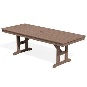 Outdoor Dining Table, 84" Rectangular Dining Table for 6-8 Person, All Weather HDPE Patio Dining Table with Umbrella Hole for Backyard, Garden, Brown Outdoor Dining Table, 84" Rectangular Dining Table for 6-8 Person, All Weather HDPE Patio Dining Table with Umbrella Hole for Backyard, Garden, Brown