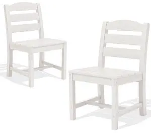 Outdoor Armless Dining Chairs Set of 2, All-Weather HDPE Patio Chair with 19.7" Widened Seat, for Backyard, Garden, White Outdoor Armless Dining Chairs Set of 2, All-Weather HDPE Patio Chair with 19.7" Widened Seat, for Backyard, Garden, White