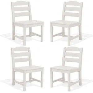Outdoor Armless Dining Chairs Set of 4, All-Weather HDPE Patio Chair with 19.7" Widened Seat, for Backyard, Garden, White Outdoor Armless Dining Chairs Set of 4, All-Weather HDPE Patio Chair with 19.7" Widened Seat, for Backyard, Garden, White