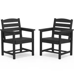 Outdoor Dining Chairs Set of 2, All-Weather HDPE Patio Chair with 19.7" Widened Seat, for Backyard, Garden, Black Outdoor Dining Chairs Set of 2, All-Weather HDPE Patio Chair with 19.7" Widened Seat, for Backyard, Garden, Black
