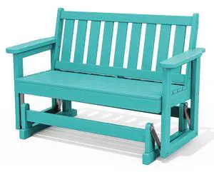 2 Person Patio Glider Bench, HDPE Material Weather-Resistant Swinging Bench for Outdoor Porch Garden, Aruba 2 Person Patio Glider Bench, HDPE Material Weather-Resistant Swinging Bench for Outdoor Porch Garden, Aruba