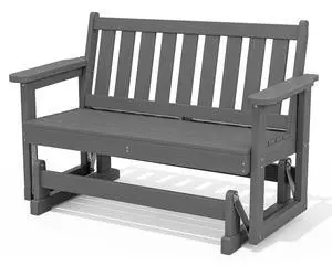 Outdoor Glider Rocking Chair, HDPE All-Weather Resistant 2-Person Loveseat, Outdoor Rocking Bench Chair with 660LBS Capacity for Backyard Garden Porch, Grey Outdoor Glider Rocking Chair, HDPE All-Weather Resistant 2-Person Loveseat, Outdoor Rocking Bench Chair with 660LBS Capacity for Backyard Garden Porch, Grey