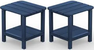 Adirondack Table Set of 2, Outdoor Side Table- Blue Adirondack Table Set of 2, Outdoor Side Table- Blue