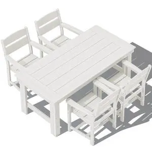 Outdoor Dining Table Set, 67 HDPE Patio Dining Set for 4, All-Weather Outdoor Table and Chairs Set for Deck, White Outdoor Dining Table Set, 67 HDPE Patio Dining Set for 4, All-Weather Outdoor Table and Chairs Set for Deck, White