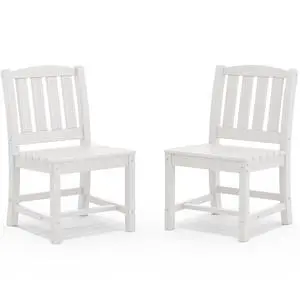 Outdoor Dining Chairs Set of 2, All-Weather HDPE Patio Armless Chairs Suitable Outdoor Dining Table, White Outdoor Dining Chairs Set of 2, All-Weather HDPE Patio Armless Chairs Suitable Outdoor Dining Table, White