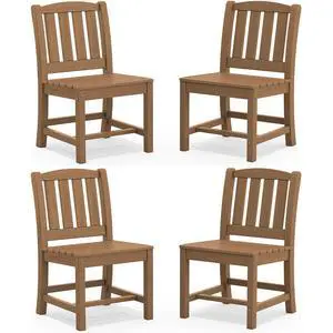 Outdoor Dining Chairs Set of 4, All-Weather HDPE Patio Armless Chairs Suitable Outdoor Dining Table, Brown Outdoor Dining Chairs Set of 4, All-Weather HDPE Patio Armless Chairs Suitable Outdoor Dining Table, Brown