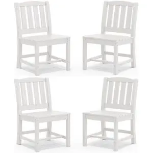 Outdoor Dining Chairs Set of 4, All-Weather HDPE Patio Armless Chairs Suitable Outdoor Dining Table, White Outdoor Dining Chairs Set of 4, All-Weather HDPE Patio Armless Chairs Suitable Outdoor Dining Table, White