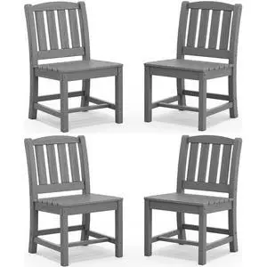 Outdoor Dining Chairs Set of 4, All-Weather HDPE Patio Armless Chairs Suitable Outdoor Dining Table, Grey Outdoor Dining Chairs Set of 4, All-Weather HDPE Patio Armless Chairs Suitable Outdoor Dining Table, Grey