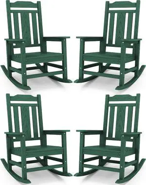 HDPE Outdoor Rocking Chair Set of 4, Patio Rocking Chairs Set, Rocking Chair Outdoor for Adults, Green HDPE Outdoor Rocking Chair Set of 4, Patio Rocking Chairs Set, Rocking Chair Outdoor for Adults, Green