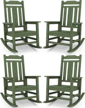 Oversized Rocking Chair Set of 4 Outdoor, HDPE Outdoor Rocking Chair Set of 4, Avocado Oversized Rocking Chair Set of 4 Outdoor, HDPE Outdoor Rocking Chair Set of 4, Avocado