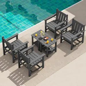 SEWRWALL Patio Furniture Set, HDPE Material All Weather Use Adirondack Chair Set with Side Table for Balcony, Porch, Garden, Backyard- Gray SEWRWALL Patio Furniture Set, HDPE Material All Weather Use Adirondack Chair Set with Side Table for Balcony, Porch, Garden, Backyard- Gray