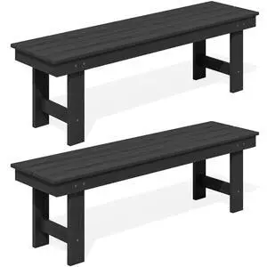 2-Person Outdoor Bench Backless, HDPE Outdoor Benches Weatherproof, 660 Lbs Weight Capacity, Poly Lumber Patio Furniture for Garden, Porch and Park, Black, 2 Pack 2-Person Outdoor Bench Backless, HDPE Outdoor Benches Weatherproof, 660 Lbs Weight Capacity, Poly Lumber Patio Furniture for Garden, Porch and Park, Black, 2 Pack