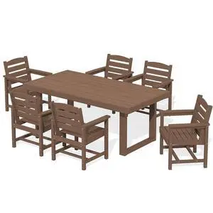 HDPE Outdoor Dining Set for 6, 67'' All Weather Patio Dining Table and Chairs Set for Deck, Lawn, Brown HDPE Outdoor Dining Set for 6, 67'' All Weather Patio Dining Table and Chairs Set for Deck, Lawn, Brown