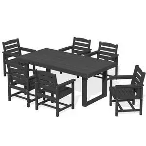 HDPE Outdoor Dining Set for 6, 67'' All Weather Patio Dining Table and Chairs Set for Deck, Lawn, Black HDPE Outdoor Dining Set for 6, 67'' All Weather Patio Dining Table and Chairs Set for Deck, Lawn, Black