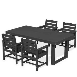 HDPE Outdoor Dining Set for 4, 67'' All Weather Patio Dining Table and Chairs Set for Deck, Lawn, Black HDPE Outdoor Dining Set for 4, 67'' All Weather Patio Dining Table and Chairs Set for Deck, Lawn, Black