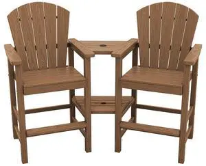 Tall Adirondack Chairs Set of 2 with Double Layer Connecting Tray, HDPE Bar Height Outdoor Chairs, Wood-Like Adirondack Bar Stools for Patio, Balcony, Porch, Brown Tall Adirondack Chairs Set of 2 with Double Layer Connecting Tray, HDPE Bar Height Outdoor Chairs, Wood-Like Adirondack Bar Stools for Patio, Balcony, Porch, Brown