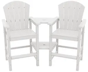 Tall Adirondack Chairs Set of 2 with Double Layer Connecting Tray, HDPE Bar Height Outdoor Chairs, Wood-Like Adirondack Bar Stools for Patio, Balcony, Porch, White Tall Adirondack Chairs Set of 2 with Double Layer Connecting Tray, HDPE Bar Height Outdoor Chairs, Wood-Like Adirondack Bar Stools for Patio, Balcony, Porch, White