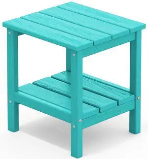 2-Tier HDPE Outdoor Side Table, Weatherproof Rectangular Adirondack Side Table, Aruba 2-Tier HDPE Outdoor Side Table, Weatherproof Rectangular Adirondack Side Table, Aruba