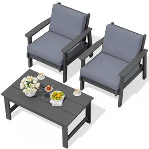 HDPE Outdoor Couch, Grey Frame and Grey Cushion HDPE Outdoor Couch, Grey Frame and Grey Cushion