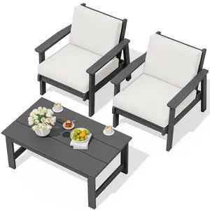 HDPE Outdoor Couch, Grey Frame and Khaki Cushion HDPE Outdoor Couch, Grey Frame and Khaki Cushion