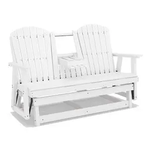 3 Person Outdoor Glider Bench with Cup Holder and iPad Placement,Oversized 66" HDPE Patio Glider Bench, All Weather Patio Glider Chair for Garden,Park,Yard,Front Porch,White 3 Person Outdoor Glider Bench with Cup Holder and iPad Placement,Oversized 66" HDPE Patio Glider Bench, All Weather Patio Glider Chair for Garden,Park,Yard,Front Porch,White