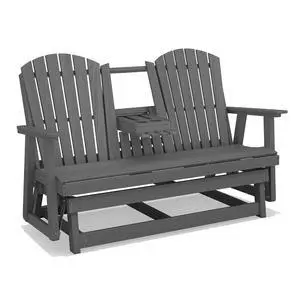 3 Person Outdoor Glider Bench with Cup Holder and iPad Placement,Oversized 66" HDPE Patio Glider Bench, All Weather Patio Glider Chair for Garden,Park,Yard,Front Porch,Gray 3 Person Outdoor Glider Bench with Cup Holder and iPad Placement,Oversized 66" HDPE Patio Glider Bench, All Weather Patio Glider Chair for Garden,Park,Yard,Front Porch,Gray