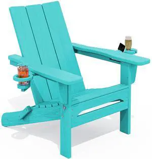 Modern Adirondack Chair, Folding Adirondack Chair with Cup Holders, Outdoor HDPE Fire Pit Chair for Patio, Lawn, Garden, Aruba Modern Adirondack Chair, Folding Adirondack Chair with Cup Holders, Outdoor HDPE Fire Pit Chair for Patio, Lawn, Garden, Aruba
