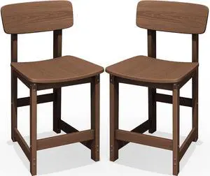 Outdoor Bar Stools Set of 2, All Weather HDPE 25" Counter Height Bar Stools with Back, Outdoor Armless Barstools for Patio, Garden, Backyard, Balcony, Poolside, Brown Outdoor Bar Stools Set of 2, All Weather HDPE 25" Counter Height Bar Stools with Back, Outdoor Armless Barstools for Patio, Garden, Backyard, Balcony, Poolside, Brown