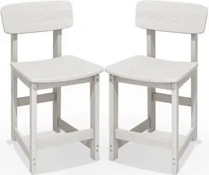 Outdoor Bar Stools Set of 2, All Weather HDPE 25" Counter Height Bar Stools with Back, Outdoor Armless Barstools for Patio, Garden, Backyard, Balcony, Poolside, White Outdoor Bar Stools Set of 2, All Weather HDPE 25" Counter Height Bar Stools with Back, Outdoor Armless Barstools for Patio, Garden, Backyard, Balcony, Poolside, White