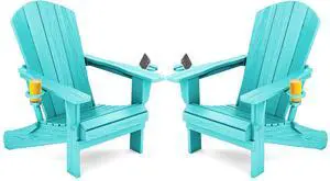 Adirondack Chair with Cup Holders - Composite Adirondack Chairs Set of 2 HDPE Outdoor Chairs All Weather Use- Aruba Adirondack Chair with Cup Holders - Composite Adirondack Chairs Set of 2 HDPE Outdoor Chairs All Weather Use- Aruba