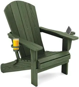 Adirondack Chair with Cup Holders - Composite Adirondack Chairs HDPE Outdoor Chairs All Weather Use- Avocado Adirondack Chair with Cup Holders - Composite Adirondack Chairs HDPE Outdoor Chairs All Weather Use- Avocado